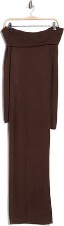 Wayf Off the Shoulder Long Sleeve Sweater Dress in Espresso at Nordstrom Rack, Size X-Large