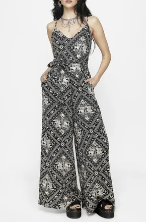 Disturbia Hexweave Wide Leg Cami Jumpsuit in Black at Nordstrom, Size 10