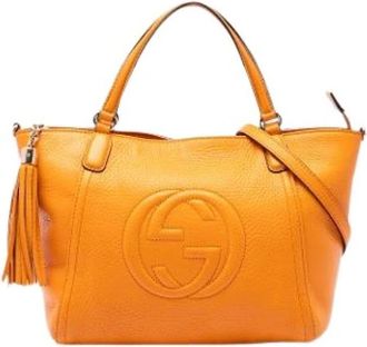 Gucci Pre-owned Leather gucci-bags - Dames - Vintage Handtas - Geel - ONE Size - Vintage