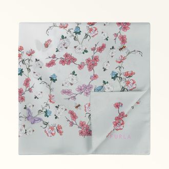 Furla Tortona Sciarpa Toni Color Cristallo Multicolore Seta Con Stampa Fiore Donna