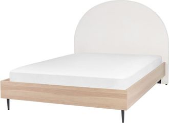 Beliani Cama matrimonial de tejido blanco 140x200