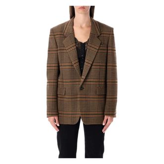 Saint Laurent Jassen, Dames, Bruin, S, Wol, Damesjassen Kleding Beige Aw 25