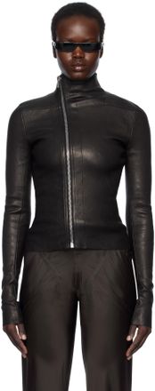 レザージャケット・コート [RICK OWENS] OFFICIER WASHING LEATHER JACKET Women's Rick Owens Leather Jackets - up to −77% | Stylight