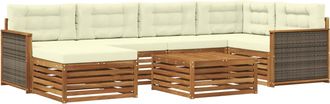 vidaXL Conjunto De Sof&aacute;s De Exterior 7 Uds. Natural Y Crema Vidaxl