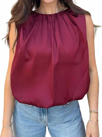 Wishlist Satin Stitches Blouse In Burgundy