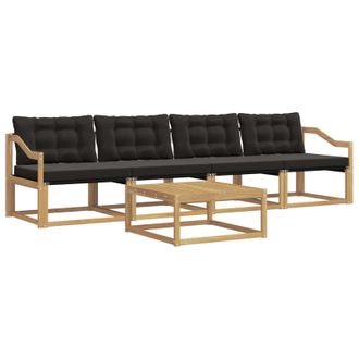 vidaXL Conjunto De Sof&aacute;s De Exterior 5 Pcs Blanco Y Negro Vidaxl