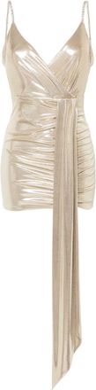 Nissa metallic ruched minidress - women - Spandex/Elastane/Polyester - 36 - Gold