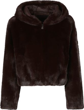 Pinko Gasteria Polyester Faux Fur Hooded Jacket
