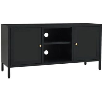 vidaXL 105x35x52 Cm De Acero Y Vidrio Negro