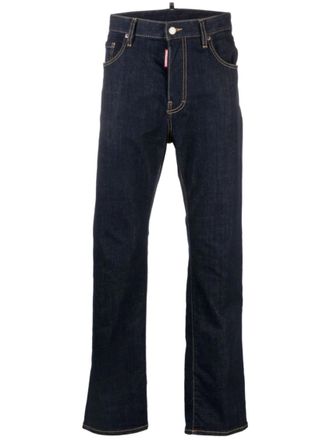 Dsquared2 Navy Blue logo-patch slim-leg jeans