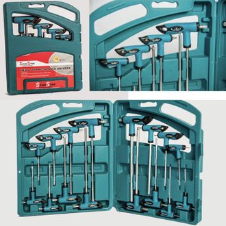 Trade Shop Trade Shop - Set 16 Pz Chiavi Kit Chiave A T Esagonali E Torx Lunghe Valigetta Professionali