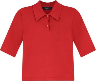 Gucci Polo de punto de seda el&aacute;stica fina - Tops - Mujer - Rojo - L