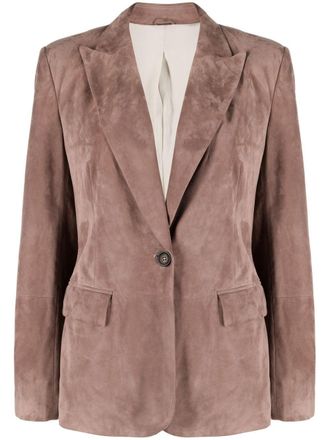 Brunello Cucinelli Blazer monopetto in pelle - Rosa