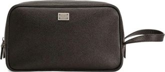 Dolce & Gabbana Sicily Calfskin Necessaire - Heren - Toilettassen - Zwart - ONE Size - Katoen - Tassen