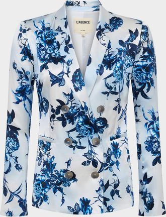 L'agence Painterly Floral Colin Double-Breasted Blazer