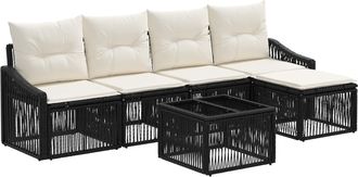 vidaXL Conjunto De Sof&aacute;s De Jard&iacute;n 6 Uds. Negro Rat&aacute;n Sint&eacute;tico Vidaxl