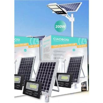 Trade Shop Trade Shop - Faro Faretto Led Pannello Solare Fotovoltaico Ip67 200w Con Led Telecomand