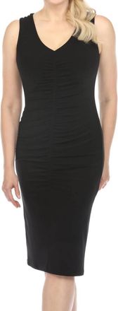 Joseph Ribkoff Ruched Fitted Sleeveless Midi Sheath Dress In Black