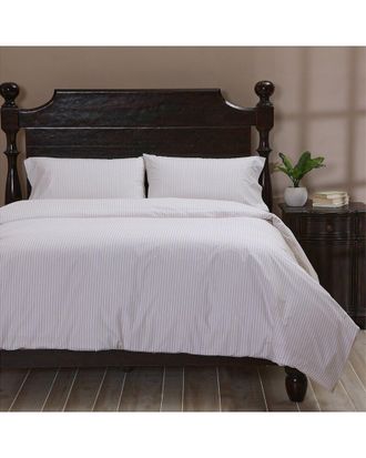 Cuddledown 300 Thread Count Striped Organic Percale Duvet Cover