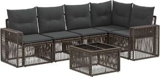 vidaXL Conjunto De Sof&aacute;s De Jard&iacute;n 6 Uds. Gris Y Gris Oscuro Vidaxl