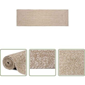 vidaXL Tappeti in juta - Tappeti per area Rettangolare Naturale e Bianco 60 x 300 cm