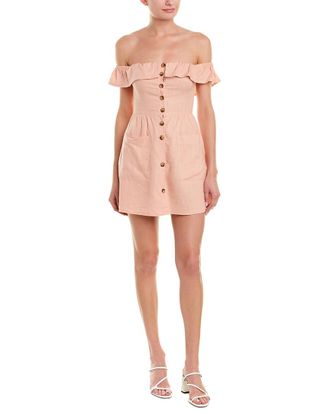 SAGE THE LABEL Sage The Label Off-The-Shoulder Linen-Blend Shift Dress