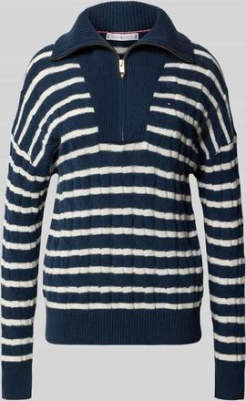 Tommy Hilfiger Regular Fit Troyer aus reiner Wolle in Marine, Größe XXL