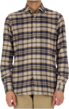 Borriello Overhemden, Heren, Veelkleurig, 3Xl, Leer, Prince of Wales Flannel Shirt