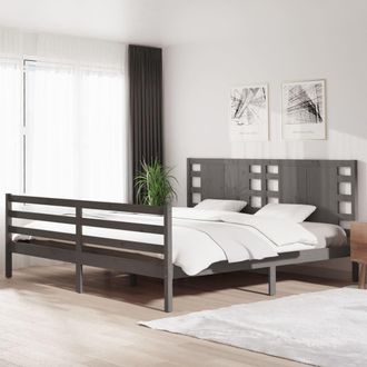 vidaXL Vidaxl - Estructura De Cama De Madera Maciza De Pino Gris 200x200 Cm