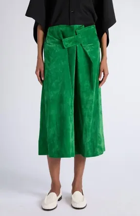 Bottega Veneta Soft Suede Midi Skirt in 3138 Grass Green at Nordstrom, Size 40