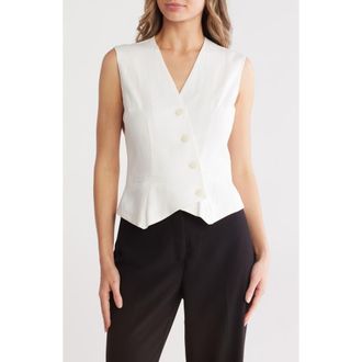 Patrizia Luca Asymmetric Button Front Vest in Off White at Nordstrom Rack, Size X-Large
