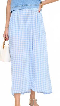 FRNCH Gingham Maxi Skirt In Light Blue