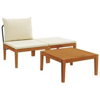 vidaXL 3 Uds. Conjunto De Jard&iacute;n Con Cojines Natural Vidaxl