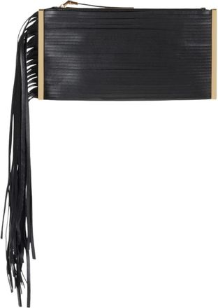 Elisabetta Franchi Tracolla in pelle nappata - Dames - Clutches - Zwart - ONE Size - Leer - Tassen