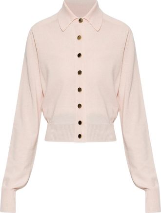 Sportmax Light Pink Lirica Cropped Gold Button Cardigan