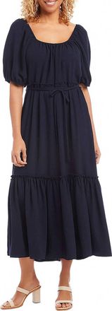Karen Kane Womens Cocktail Midi Fit & Flare Dress In Blue