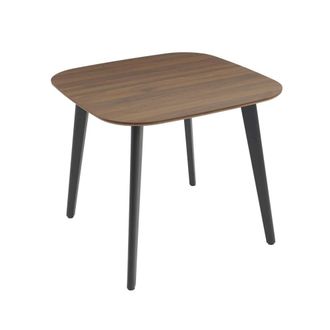 Sweeek Mesa de comedor cuadrada efecto madera patas de metal negro, 4 plazas