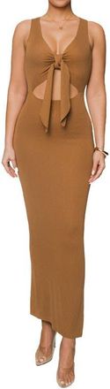 JLUXLABEL Adrienna Sleeveless Cutout Maxi Sweater Dress in Brown at Nordstrom, Size X-Large