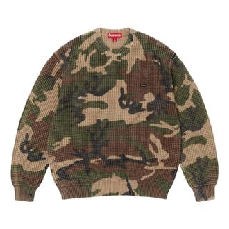 SUPREME SS26 Washed Small Box Waffle Sweater Woodland Camo SUP-SS26-136-CAM