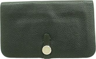 Herm&egrave;s Black Togo Leather Long Wallet (Bi-Fold) (Pre-Owned)
