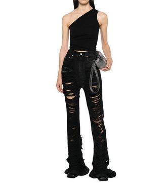 Rick Owens Black One Shoulder Top