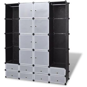 vidaXL Vidaxl - Armario Modular 18 Compartimentos Negro Y Blanco 37x146x180,5cm