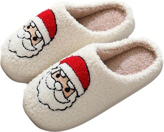 Generic OUMSHBI Fluffy Plush Slippers For Women Christmas Reindeer Printed Closed Toe Winter Warm Shoes Fuzzy Memory Foam Slip On Bedroom Indoors House Fleece