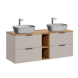 Petits Meubles Mueble lavabo imitaci&oacute;n piedra 2 compartimientos estratificado Beige