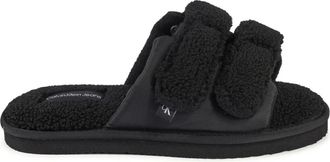 Calvin Klein Schoenen, Dames, Zwart, 38 EU, Polyester, Zwarte Pluche Slippers