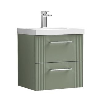Nuie Nuie - Deco Wall Hung 2-Drawer Vanity Unit with Basin-1 500mm Wide - Satin Green