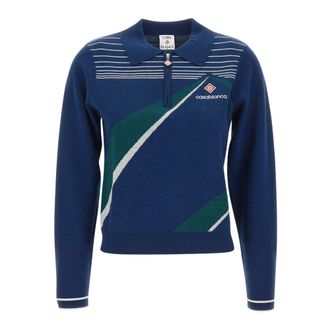 Casablanca Polo de punto Jacquard Pyramid - Tops - Mujer - Azul - XS