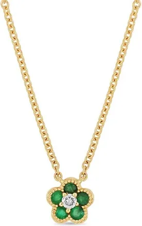 Bony Levy El Mar Gemstone & Diamond Flower Pendant Necklace in 18K Gold/diamond/emerald at Nordstrom, Size 18