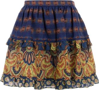 Valentino Garavani Rok in Lino Paisley Medaglioni Voyage Imaginaire - Dames - Korte rokken - Veelkleurig - S - Linnen - Rokken