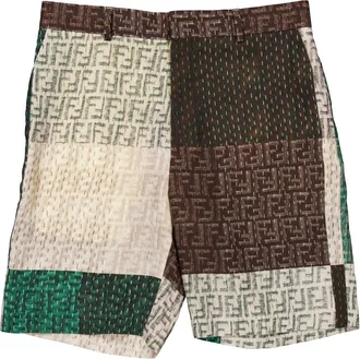 Fendi Mens FF Patchwork Bermuda Shorts, Brand Size 46 (Waist Size 30)